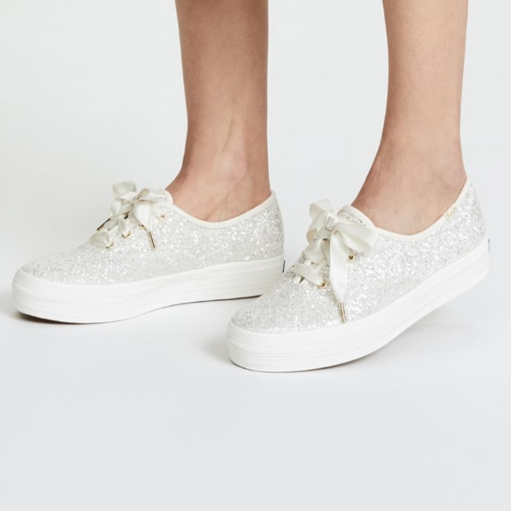 Keds x Kate Spade New York Ivory glitter sneakers